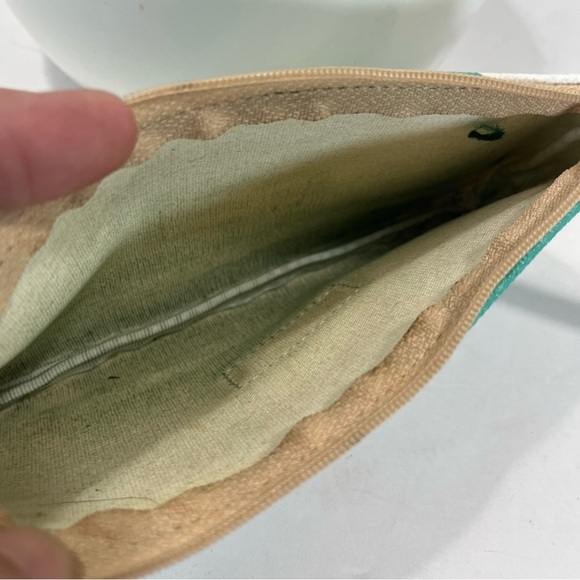 Dooney & Bourke Teal Blue and White Stripe Square Wristlet Coin Purse Wallet 7” - Picture 4 of 6